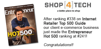 After ranking #338 on Internet Retailer Top 500 Guide our client e-commerce business just made the Entrepreneur Hot 500 ranking at 241! Congratulations!!